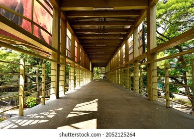 Bangalore, Karnataka, India - June 01 2021: A Deserted Pedestrian Brigde During The Covid-19 Lockdown In Bangalore.