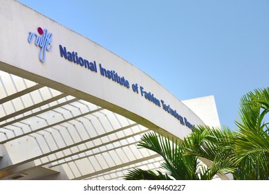 BANGALORE, KARNATAKA, INDIA, MAY 04, 2017: National Institute Of Fashion Technology, NIFT, Bengaluru. Emblem And Name On The Main Building.