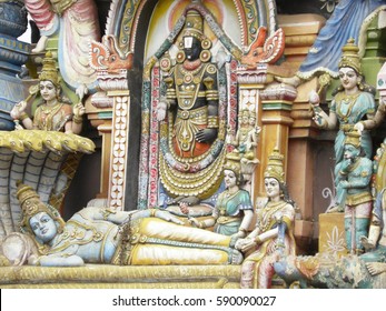 Bangalore, Karnataka, India - Sep 5, 2009 Sculptures of Lord Venkateswara, Vishnu at Sri Venkateshwara Temple, Ulsoor 