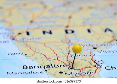 Bangalore Pinned On A Map Of Asia 