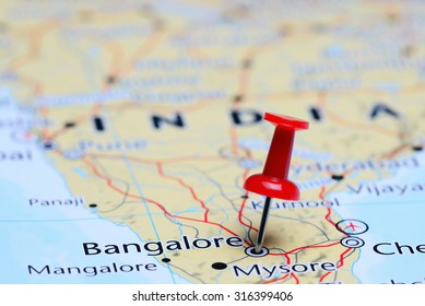 Bangalore Pinned On A Map Of Asia 