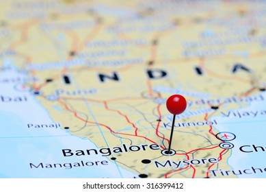 Bangalore Pinned On A Map Of Asia 