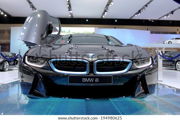 Bangkok - April 2 : BMW series I8 innovation car\
- in display at 35th Bangkok International  Motor Show 2014 on\
April 2,2014 in Bangkok\
Thailand