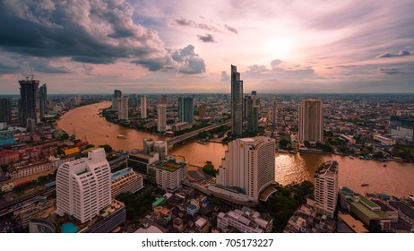 Bangkok - August 27 : view from the state tower 49 th floor in the twilight time on August 27, 2017.