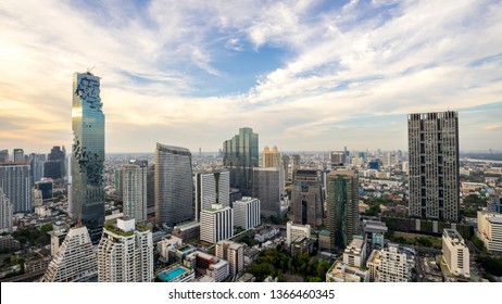 Bangkok City - Aerial View  Bangkok City Urban Downtown Skyline Tower Of Thailand On Blue Sky Background , City Scape Thailand