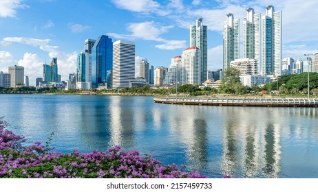 Bangkok City - Cityscape Downtown  Business District Urban Area  ,reflection Landscape Bangkok Thailand