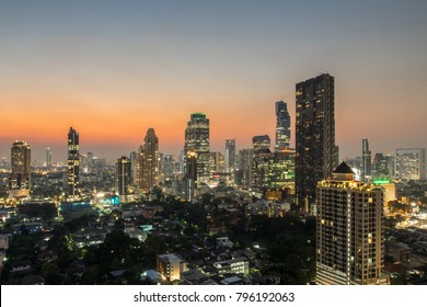 Bangkok city - Cityscape downtown   Business district urban area at night  , landscape Bangkok Thailand