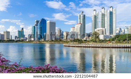 Bangkok city - Cityscape downtown  Business district urban area  ,reflection landscape Bangkok Thailand