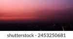 Bangkok City at night with light bulb and traffic light in sunset Sky , Top view