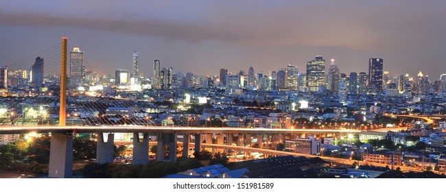 Bangkok City Scape At Nighttime 