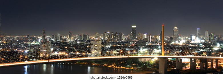 Bangkok City Scape At Nighttime