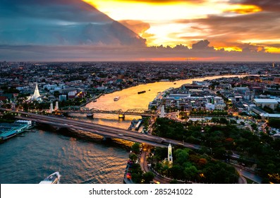 Bangkok City Sunset  Chao Phraya River