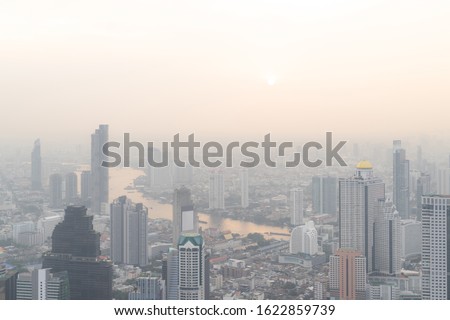 Bangkok City Thailand air pollution remains at hazardous levels PM 2.5  pollutants - dust and smoke high level PM 2.5