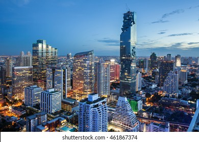Bangkok Cityscape, Business district with high building at dusk (Bangkok, Thailand) - Shutterstock ID 461867374