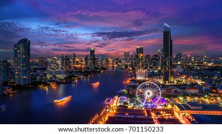 Bangkok cityscape. Bangkok night view in the business district. at twilight