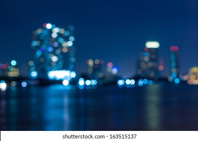 bangkok cityscape river view at twilight time, Blurred Photo bokeh - Powered by Shutterstock