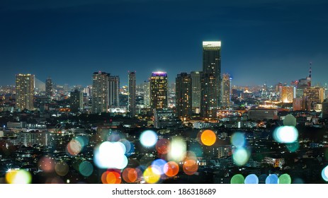 Bangkok Cityscape At Twilight, Color Of Night Life (Thailand)