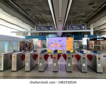 Bangkok City/Thailand:August 17 2019: Ticket Gate Of BTS Sky Train In Bangkok.