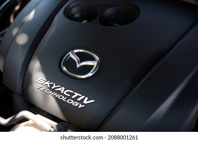 BANGKOK - Dec 4, 2021 : Close-up View Of A Main Engine Of Mazda-CX5 Skyactiv Technology, 2000cc.