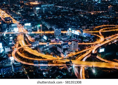 Bangkok Expressway And Highway At Night, Thailand, Asia