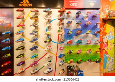 BANGKOK - FEB 22: Kid Shoes Display At Central Ladprao In Bangkok On Feb 22, 2014. It Is A Shopping Complex, Owned Central Pattana And Was The First Inegrated Shopping Complex Of Central Pattana