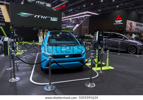 Bangkok International Motor Show 2018\
MINE Mobility Thai Electricity car or EV car brand opening at car\
expo in Bangkok Thailand March 29 ,2018 Bangkok\
Thailand.