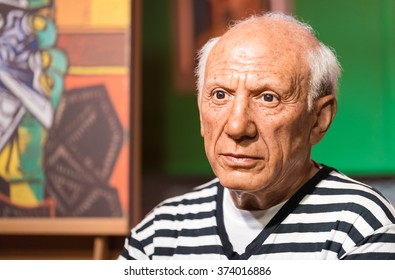 BANGKOK - JAN 29: A waxwork of Pablo Picasso on display at Madame Tussauds on January 29, 2016 in Bangkok, Thailand. Madame Tussauds' newest branch hosts waxworks of numerous stars and celebrities