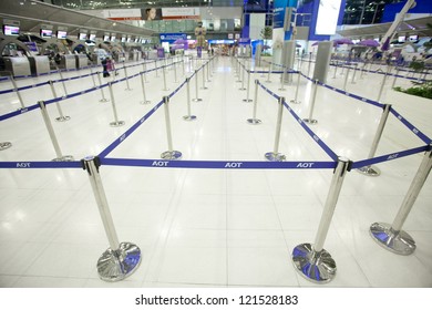 BANGKOK -Â� JANUARY 17. Long Queuing Lines In Bangkok Airport On January 17, 2012. Suvarnabhumi Airport Is World's 4th Largest Single-building Airport Terminal.