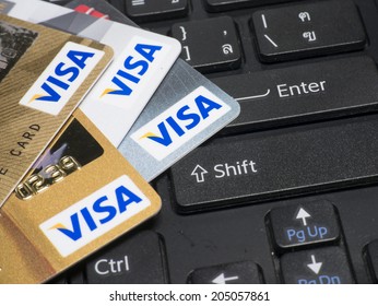 BANGKOK - JUL 14, 2014 : Photo of VISA credit card. VISA is an American multinational financial services corporation