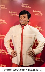 BANGKOK -JULY 22: A waxwork of Jackie Chan on display at Madame Tussauds on July 22, 2015 in Bangkok, Thailand. Madame Tussauds' newest branch hosts waxworks of numerous stars and celebrities