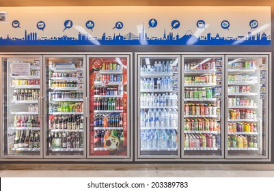 BANGKOK - July07: the shelf at Lawson shop in bangkok city tower in Bangkok on July 07, 2014. Lawson  is one of largest convenience store franchise chains in thailand