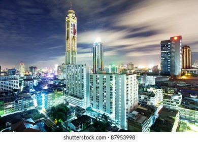 BANGKOK - JUNE 11: A view on the night city and Bayok Sky hotel of Bangkok on 11 June 2010. Baiyoke Sky Hotel the tallest hotel in Southeast Asia and the third-tallest all-hotel structure in the world