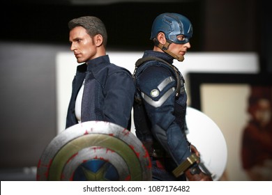 BANGKOK - MARCH 22 : Captain America And Steve Rogers On Display At Home On March 22, 2017 In Bangkok, Thailand