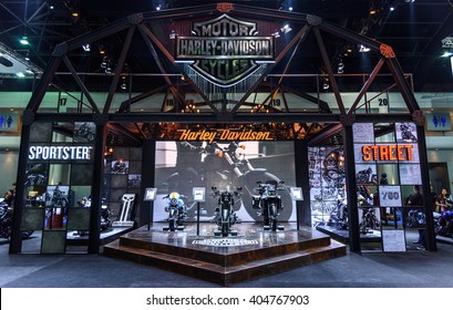 BANGKOK - MARCH 22 : The Harley Davidson booth at The 37th Bangkok International Motor Show : No Boundaries Mobility on March 22, 2016 in Bangkok, Thailand.