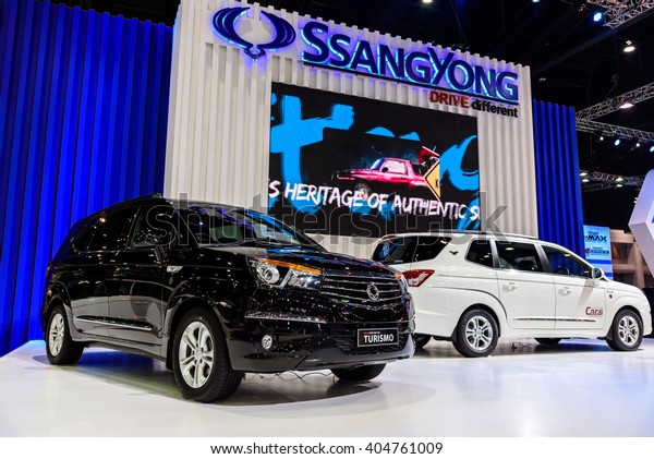 BANGKOK - MARCH 22 : SsangYong\
Turismo on display at The 37th Bangkok International Motor Show :\
No Ã?Â Boundaries Mobility on March 22, 2016 in Bangkok,\
Thailand.