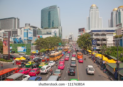 BANGKOK - MARCH 3: Daily traffic jam in the afternoon on March 3, 2012 in Bangkok, Thailand. Traffic jams remains constant problem in Bangkok despite rapid development of public transportation system.