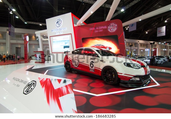 BANGKOK - MARCH 31 : MG motor sport car on
display at Bangkok International Motor Show 2014 on March 31, 2014
in Bangkok, Thailand.