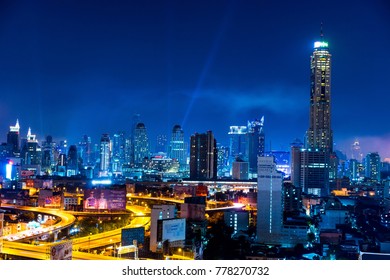 BANGKOK - New year 2016 :View on the night city and Baiyok Sky hotel of Bangkok on 1 January 2016. Baiyoke Sky Hotel, the tallest hotel in Southeast Asia 