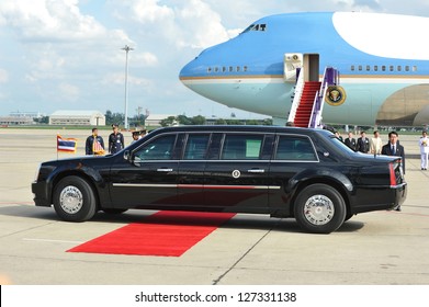 BANGKOK - NOV 18: The US Presidential State Car Leaves Don Muang International Airport As President Barack Obama Begins A Historic SE Asia Tour On Nov 18, 2012 In Bangkok, Thailand.