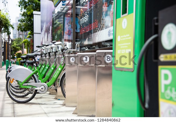 Bangkok Public Bicycle Service Station, Bangkok,\
Thailand, Aug, 18 ,\
2018