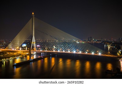 Bangkok Rama VIII bridge at night time, Thailand