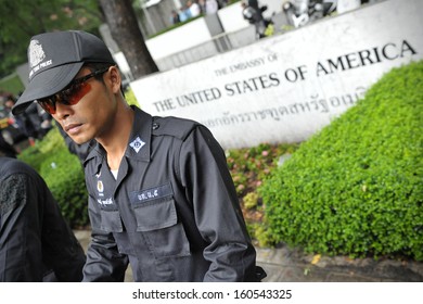 BANGKOK - SEP 18: Riot Police Stand Guard Outside The American Embassy As Muslim Protesters Rally Against The Film Innocence Of Muslims And US Foreign Policy On Sep 18, 2012 In Bangkok, Thailand.