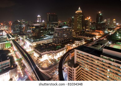 Bangkok Skyline At Downtown Night