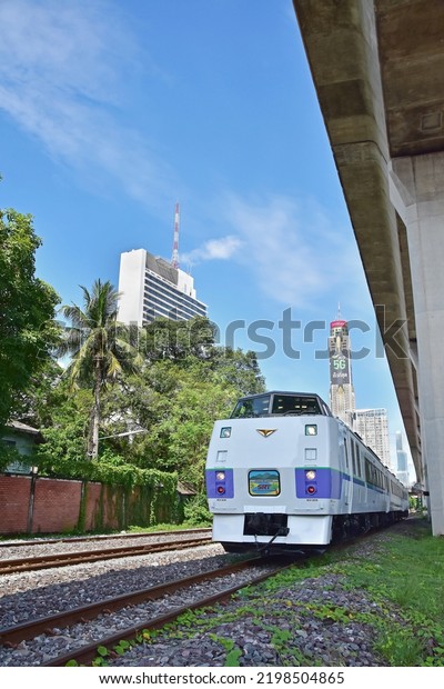 Bangkok : The State Railway of Thailand unveils\
the newly renovated KIHA 183 diesel-powered rail car, ready to test\
service from Makkasan-Chachoengsao-Bangkok Station on September 6,\
2022, Bangkok.