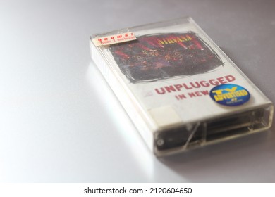 Bangkok, Thailand - 09 February 2022 : Nirvana Albums 90s Cassette Tape 