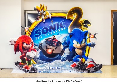 BANGKOK, THAILAND, 10 March 2022 - A Beautiful Standee Of A Movie Called Sonic The Hedgehog 2 Display At The Cinema To Promote The Movie