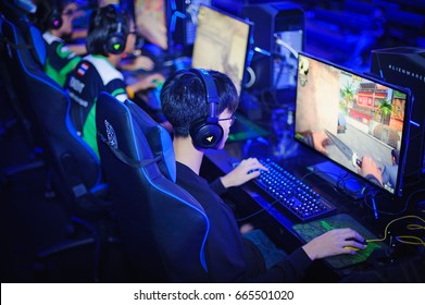 BANGKOK, THAILAND - 11June 2017:  The Performance Of Gaming Player Competition For Electronic Sports In IntelGameTime Event At Pantip Arena Hall On 11 June 2017 BANGKOK,THAILAND