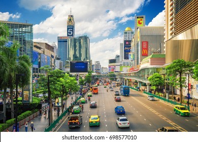 BANGKOK, THAILAND -15 July 2017- Bangkok City. Area in front Central World. Economic center of Bangkok Thailand