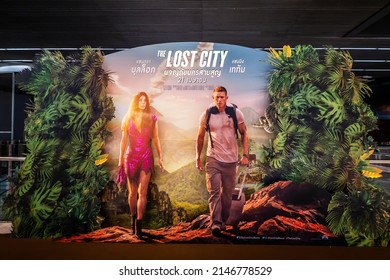 BANGKOK, THAILAND, 17 April 2022 - A Beautiful Standee Of A Movie Called The Lost City Display At The Cinema To Promote The Movie