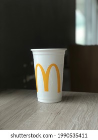 Bangkok Thailand 17 March 2021: McDonald’s Cola Drink Cup On Table